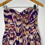 Parker  Silk Chevron Print Strapless Mini Dress Size Medium Photo 6