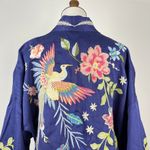 Johnny Was NWOT Emika Kimono Embroidered Open Front Jacket Navy 3/4 Sleeves XL Photo 6
