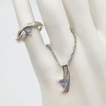 Zales 10K Two Tone White Gold Diamond & Tanzanite Ring & Pendant Set .04 ctw 3.6 Photo 0