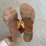 Joie  Size 37 Two Strap Leather Flat Slide Sandal Cream/Brown Neutral Photo 4