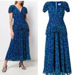 Self Portrait NWOT  Blue Crescent Chiffon Midi Dress Cut Out Back Ruffle Size 6 Photo 1