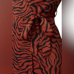 Sweet Baby Jamie Chic Brown Black Zebra Wrap Midi Dress Women’s Size Small S Photo 3