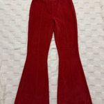 Aerie Red Ribbed Velour Flare Pants High Waisted Super Soft Size X-Small Photo 0