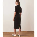 Marine layer  Lexi Rib Mock Neck Midi Dress Black Short Sleeve Medium Lined Photo 1