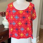 Urban Outfitters Upson Downes Crop Top Womens Red Tribal Oversized Aztec Photo 0