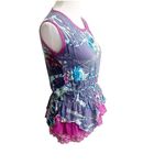 Y2K Peplum Top Butterfly Floral Embroidered Lace Size Large Purple Pink Cotton Photo 1