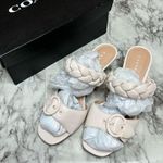 Coach  Mollie leather Sandals braided Kitten Heel size 9.5 color chalk Classic Photo 0