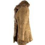 Genuine Shearling Sheepskin Patchwork Penny Lane Coat Sz 38 Brown Size M Photo 3