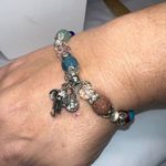 Silver Tone Colorful Lava Rock Bead Good Luck Elephant Charm Bracelet Photo 4