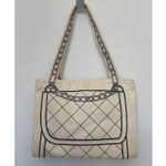 Vintage Borders Books Illustrated cream Canvas Tote Bag Purse Print 100% Cotton Black Photo 2