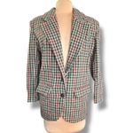 Vintage Wool Houndstooth Plaid Blazer Brown Suede Elbow Patch Oversized Small Tan Photo 10