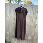 SHERRY TAYLOR Brown Ramie Rayon belt Slit Zip Hooded Dress Size‎ Large Fall Size 14 Photo 7