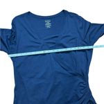 LL Bean Navy Long Sleeve Faux Wrap Ruched Top Clean Girl Essential Sz L Blue Size L Photo 4