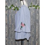 Mileage Blue Striped Embroidered Roses Blouse Top Plus Size 1X 3/4 Bell Sleeve Photo 6