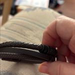 Braided Leather Bracelet with Black Accents Brown Photo 1