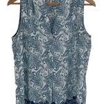 Laundry by Shelli Segal Laundry Shelli Segal‎ Womens Paisley Blouse Top Button Up Blue Blue White Small Photo 0