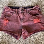Free People Distressed Red Denim Shorts Photo 0