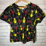 Dr Seuss Christmas Scrub top The Grinch women’s size Large Green Photo 0