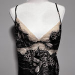 Vintage Floral Cami Top Lace Trim Black Sleeveless Casual Tank Top Womens Large Photo 0