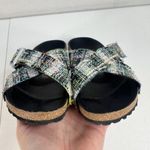 Birkenstock 36 US 5 Siena Rivot Logo Festive Weave Green Textile Vegan Sandals Photo 8