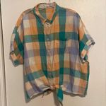 Madewell Short Sleeve Tie Front Oversized Gingham Plaid Shirt Photo 0