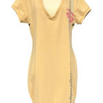 Jean de Marithé + François Girbaud Tan Graphic Y2K Scoop Neck Stretch Shirtdress Yellow Size XL Photo 0