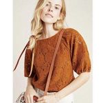DOLAN Anthropologie Floral Norah Corduroy Pullover Blouse Brown Large Photo 0