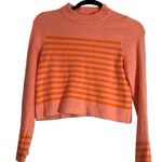 Anthropologie Moth Mock Neck Bell Sleeve Striped Sweater Size M/L Coral Orange Photo 0