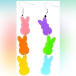 Easter Bunny Dangle Earrings NWOT Pink Photo 1
