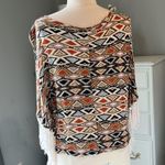 Romeo + Juliet Couture  Top Aztec Tribal Earthy Hippie Tassel Shirt Womens Medium Photo 8