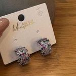 NWT multicolored CZ Pave style earrings, Crystals Nickel free,Titanium post Silver Photo 0