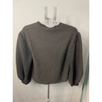 EXPRESS  Gray Quilted Pullover Top‎ XS Long Sleeve Round Neck Casual Photo 4