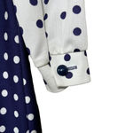 Butte Knits Butte Knit I Vintage 70's White and Navy Blue Polka Dot Long Sleeve Day Dress Photo 11