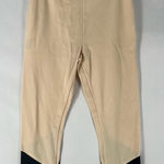 Lysse Cream & Black Color Block Stretch High Rise Cropped Leggings Size L Photo 0