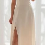 Abercrombie & Fitch  Camille Midi Slip Dress Pearl Spaghetti Strap Slit Large Photo 0