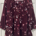 Maternity Floral Burgundy Blouse Purple Size M Photo 0