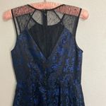  Dresses Aidan Mattox Brocade Blue Black Cocktail Dress Photo 3