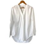 Everlane The Oversized Poplin Shirt White V Neck Long Sleeve Button Up Tunic Top Photo 1