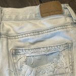 American Eagle American Eagle Denim Mom Shorts Frayed Hem Distressed Ripped Light Wash Photo 5