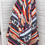 Angie Southwestern Aztec Elephants Print Open Front Kimono Topper Medium Photo 0