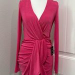 Lulus 🆕  Fuchsia Long Sleeve Wrap Dress Size S Photo 0