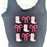 Obsessive Love  Western Coquette Cowgirl Cowboy Boots Bows Graphic‎ Tank Size S Photo 1