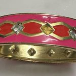 Anne Klein PINK CORAL ENAMEL GOLDTONE BLINGE HINGED CLAM CUFF BRACELET Photo 5