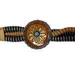 Handcrafted Leathercraft Accessory Belt Turquoise Accent Brown Photo 2