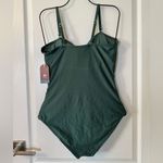 Smismivo Strapless One Piece Tummy Control Swimsuit Ruched Bandeau Olive Green L Size L Photo 4