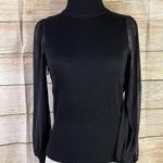 Crave fame ribbed mock-neck long mesh sleeves black sweater top size Small Photo 4