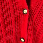 Cabin creek Vintage Red Knit Cardigan Sweater Womens Large Longline Ramie Cotton Photo 2