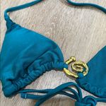 Teal Bikini Set with Gold Accents halter tie small Blue Photo 1