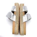 Olivia Miller Womens 8 Slide Sandal Silver Metallic Espadrille Platform Summer Photo 4