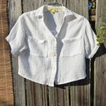 Love Note Love Notes button down crop top white gauze shirt S Photo 2